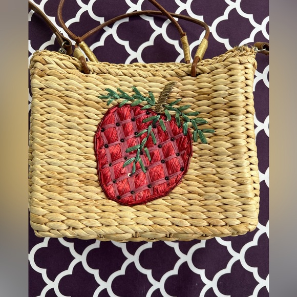 Women’s Sonoma Straw Bag with Strawberry design on front - Picture 2 of 4